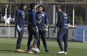 Goleiros do Timão no treino de hoje no CT