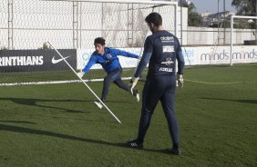 Matheus Vidotto e Caíque França no treino de hoje