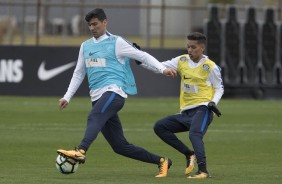 Balbuena e Pedrinho no treino desta tarde