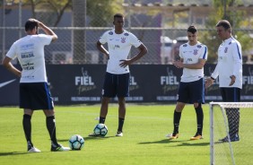 Jogadores no treino da manh antes do embarque para o Rio