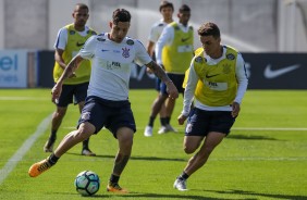 Jogadores no treino da manh antes do embarque para o Rio