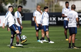 Jogadores no treino da manh antes do embarque para o Rio