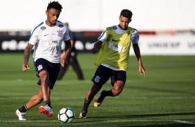 Pedrinho e Paulo Roberto no treino aps partida contra o Ava