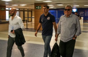 Chegada de Alessandro, Flvio Adauto e Fbio Carille para a partida contra o Fluminense