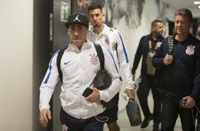 Gabriel e Pedro Henrique antes da partida contra o Patriotas pela Sulamericana