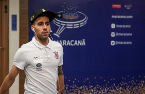 Gabriel na chegada ao estádio antes da partida contra o Fluminense