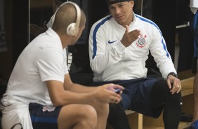 Giovanni Augusto e Clayton antes da partida contra o Patriotas pela Sulamericana