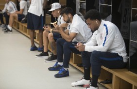 Jogadores concentrados antes da partida contra o Patriotas pela Sulamericana