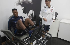 J na academia do CT durante treino desta manh