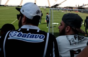 Os jogadores tiveram o incentivo da Fiel no treino desta manh na Arena