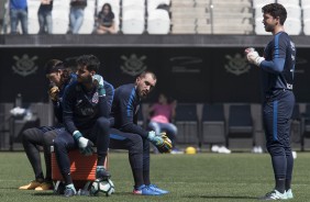 Os goleiros do Timão no treino aberto ao público na Arena Corinthians