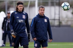 Cássio e Walmir Cruz no treino de hoje