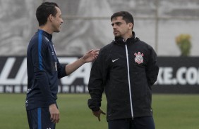 Fagner e Rodriguinho no treino do Corinthians