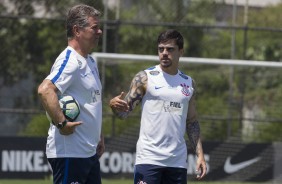 Walmir Cruz e Fagner durante o treino desta tarde no CT