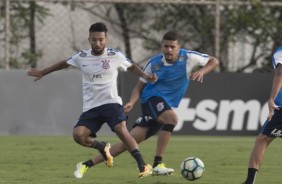 Clayson e Léo Santos no CT Joaquim Grava