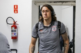 Cássio no vestiário antes da partida contra a Ponte Preta