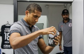 Pablo no vestiário antes da partida contra a Ponte Preta