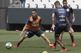 Gabriel no treino deste sbado, na Arena Corinthians