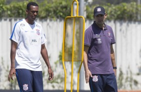 Jô e Cuca no treino de sexta no CT