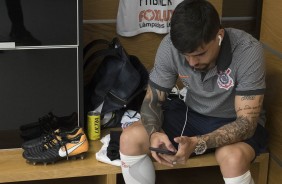 Fagner no vestiário da Arena Corinthians antes do dérbi conta o Palmeiras