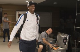 Jô chega à Arena Corinthians para enfrentar o Palmeiras, pelo Campeonato Brasileiro