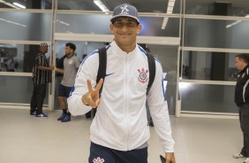 Pablo chega à Arena Corinthians para enfrentar o Palmeiras, pelo Campeonato Brasileiro