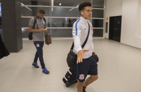 Marquinhos Gabriel chega  Arena Corinthians para jogo contra o Ava