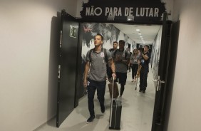 Jogadores chegando  Arena Corinthians para duelo que pode valer o ttulo contra o Fluminense