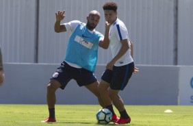 Felipe Bastos e Marquinhos no treino desta quarta-feira no CT Joaquim Grava