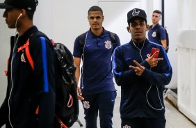 Jogadores da base chegam ao estdio para enfrentar o Palmeiras pela final da Copa do Brasil sub 17