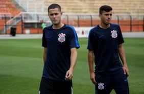 Jogadores j esto no estdio para jogo contra o Palmeiras, pela final da Copa do Brasil sub-17