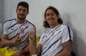 Caque Frana e Cssio no vestirio antes do duelo contra o Sport, em Recife