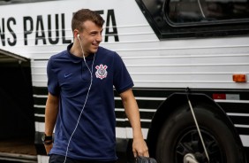 Guilherme chegando ao estdio para duelo contra o Sport, pela Copinha 2018