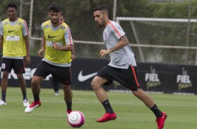 Gabriel e Camacho treinando durante esta manh no CT Joaquim Grava