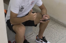 Balbuena aguarda no vestirio do Pacaembu o incio do jogo contra a Ponte Preta