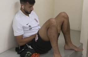 Camacho no vestirio do tradicional Pacaembu antes do duelo contra a Ponte Preta