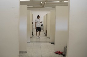 Cássio no vestiário do Pacaembu para encarar o São Caetano, pelo Paulistão