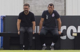 Cléber Xavier e Carille no treino desta manhã no CT