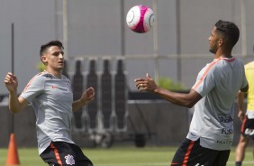 Mantuan e Yago no treino deste sbado no CT Joaquim Grava