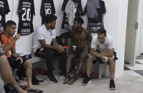 Gabriel, Kazim, Ren Jnior e Rodriguinho antes do jogo contra o Red Bull Brasil