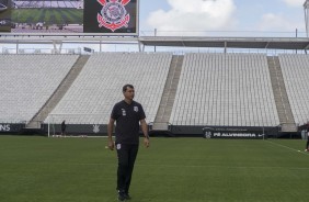 Fábio Carille comandou a equipe no treino de hoje na Arena Corinthians