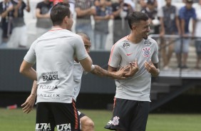 Rodriguinho e Lucca no treino aberto na Arena Corinthians