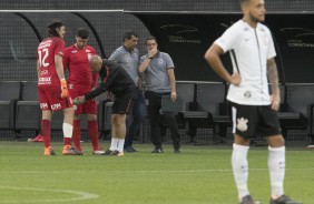 Cssio, Caque e Mauri durante o jogo contra o Palmeiras na Arena Corinthians