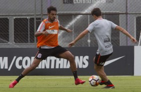 Dutra e Vital no treino de hoje no CT