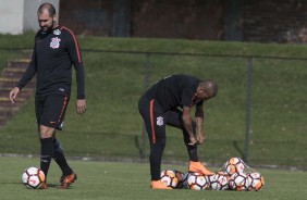 Os veteranos Danilo e Sheik no El Campincito, durante treino da tarde