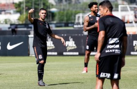 Gabriel no último treino antes de encarar o Santos, no Pacaembu