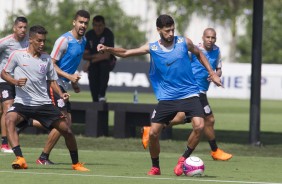 Camacho, Pedrinho, Emerson Sheik no treino da manh desta segunda.