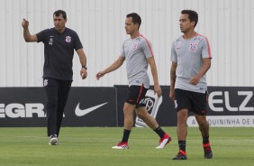 Carille, Rodriguinho e Jadson no treino de hoje mirando o duelo contra o Mirassol