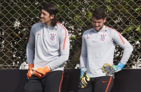 Cássio no treino desta tarde no CT Joaquim Grava