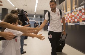 Henrique na chegada para o duelo contra Deportivo Lara